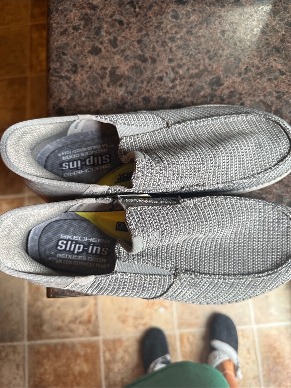 Skechers Men's Grey Knit Slip-On Loafers